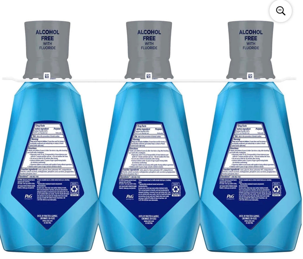 Crest Pro-Health Advanced Complete Care Mouthwash Clean Mint 1L (33.8 fl oz) – Alcohol Free – 6-in-1 Benefits – 3 Pack