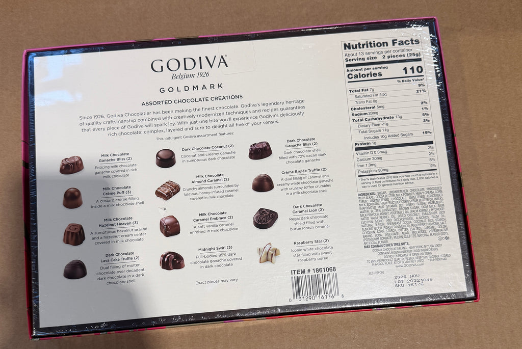 Godiva Gold Ballotin Assorted Belgian Chocolates 19.6 oz Gift Box