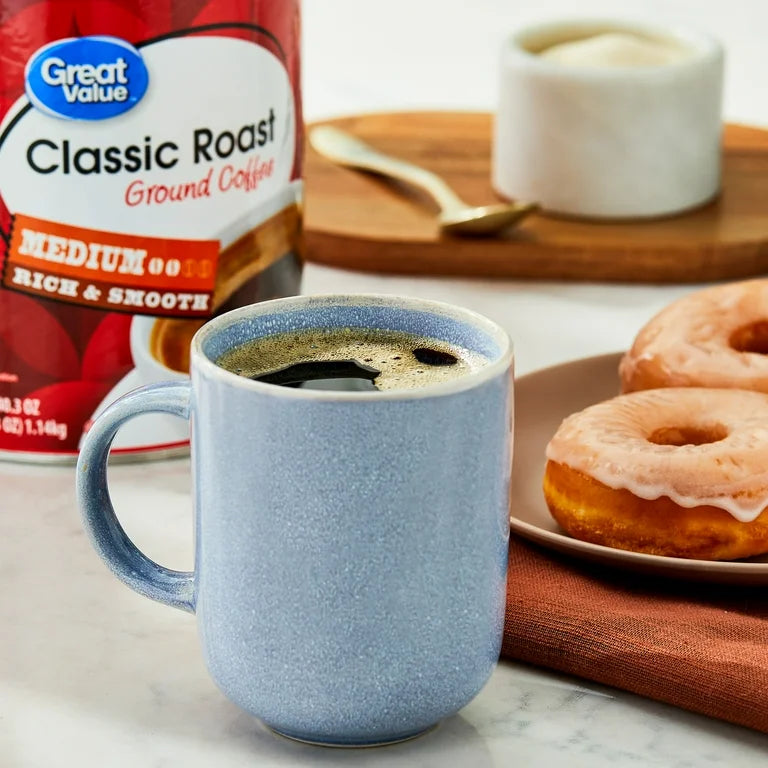 Great Value Classic Medium Roast Ground Coffee 40.3 oz – 6 Pack Value Size Canister | Fresh & Smooth Everyday Coffee
