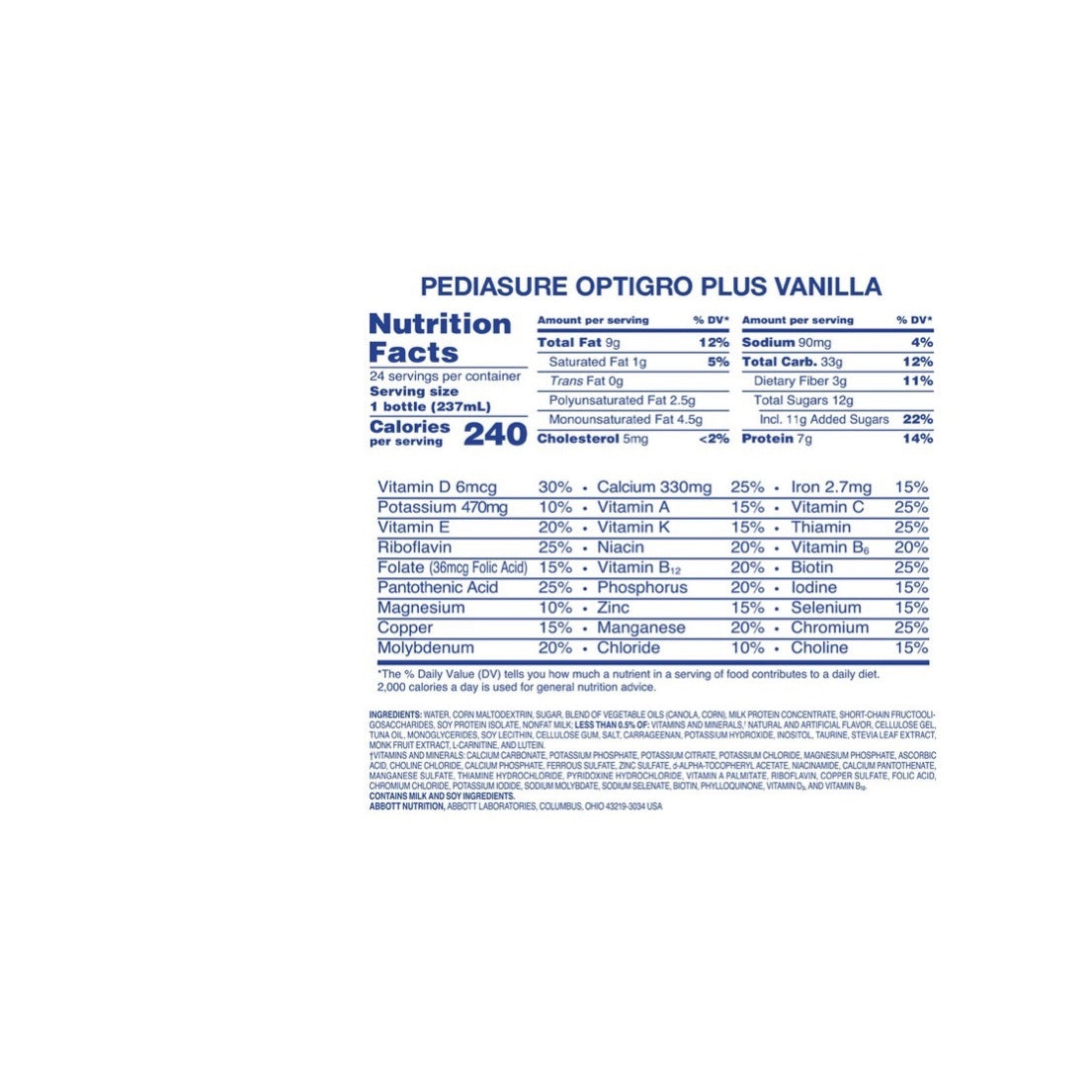 PediaSure Grow & Gain Kids Nutrition Shake Vanilla 8 fl oz (24 Pack)