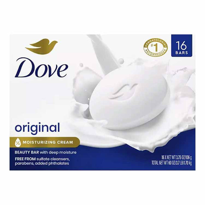 Dove Original Beauty Bar – Moisturizing Cream Soap, 16 Count