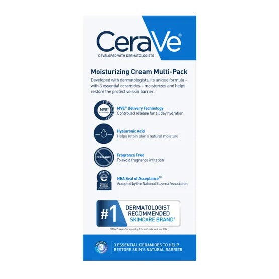 CeraVe Moisturizing Cream 16oz + 16oz Multi Pack | Daily Face & Body Moisturizer for Dry Skin | With 3 Essential Ceramides