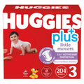 Huggies Plus Diapers Size 3 (16–28 lb) 204 Count | 2-in-1 Skin Protection | Hypoallergenic & Ultra Absorbent