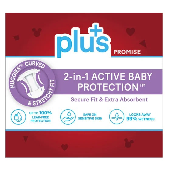 Huggies Plus Diapers Size 3 (16–28 lb) 204 Count | 2-in-1 Skin Protection | Hypoallergenic & Ultra Absorbent