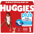 Huggies Plus Little Snugglers Size 1 Diapers (8–14 lb) 192 Count | Hypoallergenic & Leak Protection | Ultra Soft Baby Diapers