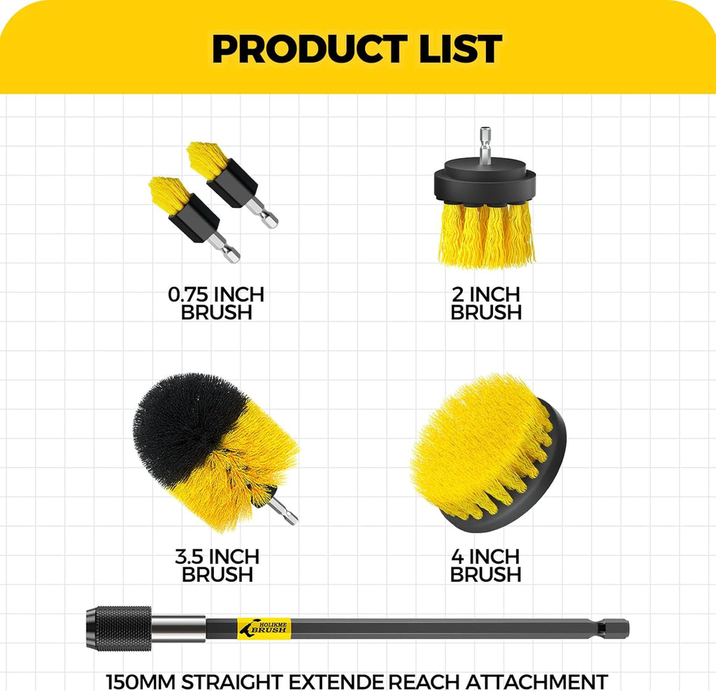 Drill Brush Cleaning Set – Power Scrubber for Bathroom & Grout